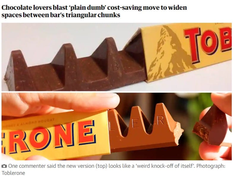 Shrinkflation - Toblerone wird kleiner