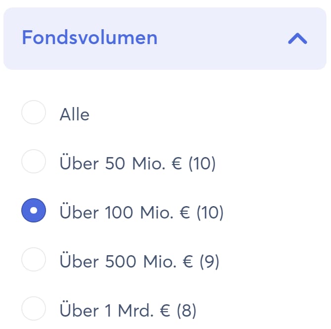 Fondsvolumen ETF Suche