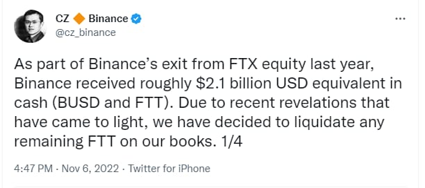 Binance Tweet 1