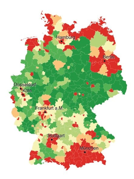 Durchschnittliche Einkommensbelastung nach Region