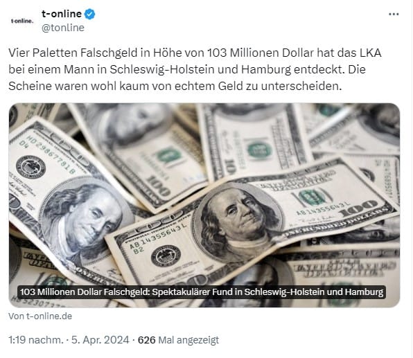 X-Post von T-online Falschgeld