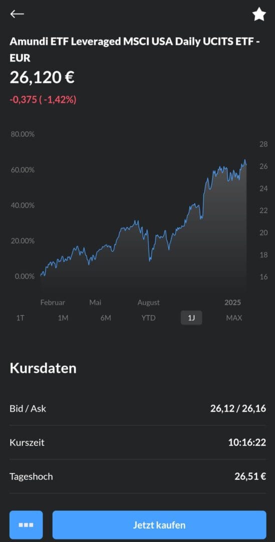 Finanzen.net Zero App ETF Profilseite