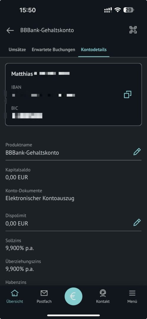BBBank App Kontoübersicht
