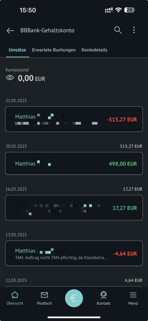 BBBank App Umsätze
