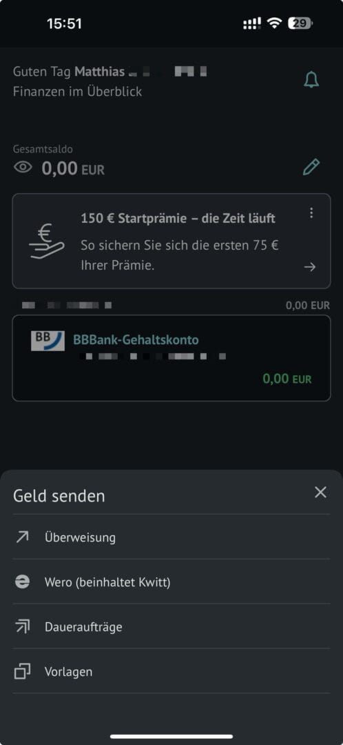 BBBank App Überweisungen
