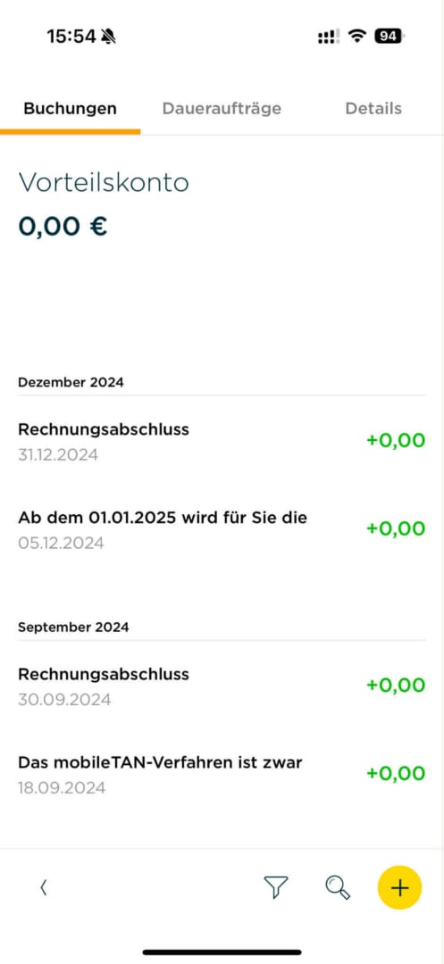 Commerzbank Buchungen-Überblick in der App