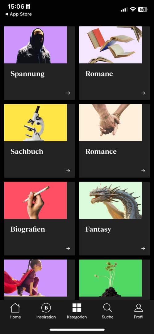 BookBeat Kategorien