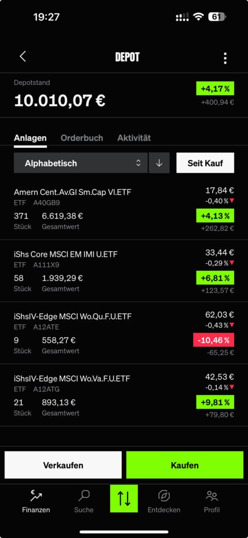 Smartbroker+ App Depot-Anlagen