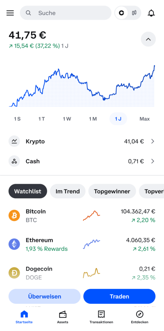 Coinbase App: Watchlist