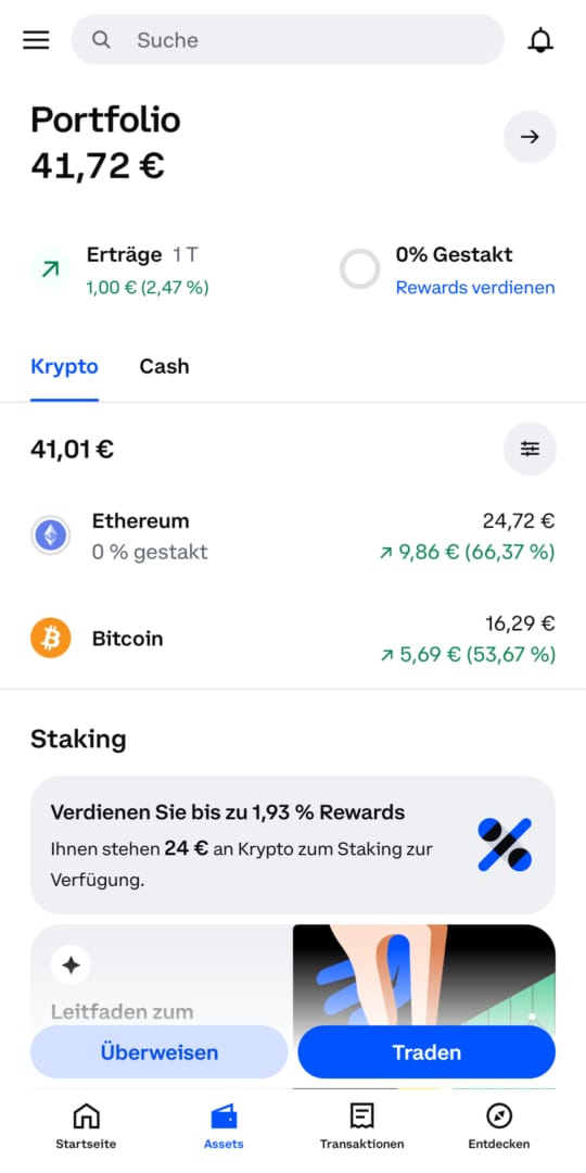 Coinbase App: Portfolio
